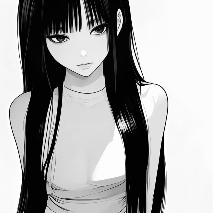 Ảnh Anime Nữ Đen Trắng 22