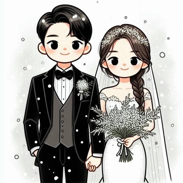 hình cô dâu chú rể chibi 5