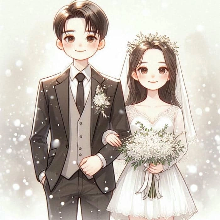 hình cô dâu chú rể chibi 9